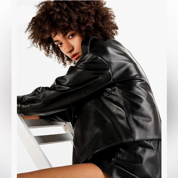 Women's Asymmetrical Leather Jacket Loose PU Motor Biker Coat‎ Outwear NWT Sz S - Picture 2 of 5